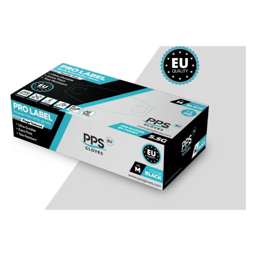 PPS Pro label, kraftige engangshansker nitril sort